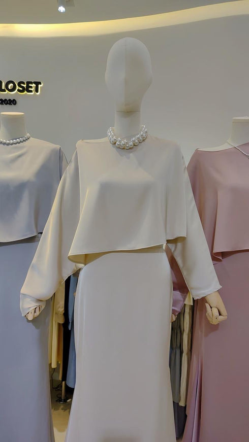Women Loose Long Sleeves Crop Blouse With A-Line Skirts